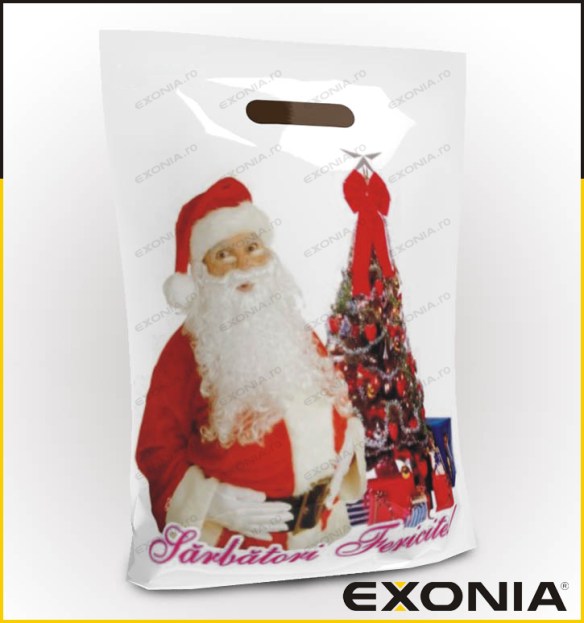 Sacosa personalizata universal cu Mos Craciun si Sarbatori Feric